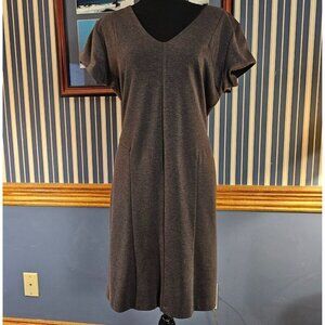 NY Collection Lined Gray Basic V-Neck Dress, Great for layering and Boots. LP